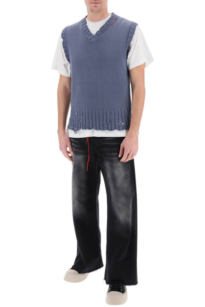 MARNI destroyed-effect vest in cotton