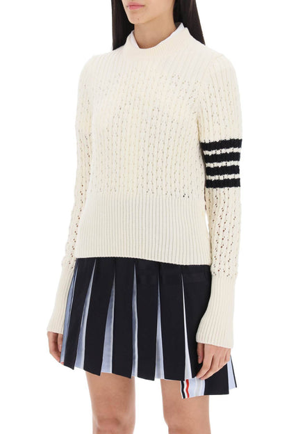 THOM BROWNE pointelle stitch merino wool 4-bar sweater