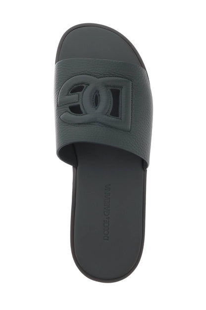 DOLCE & GABBANA cut-out logo leather slides