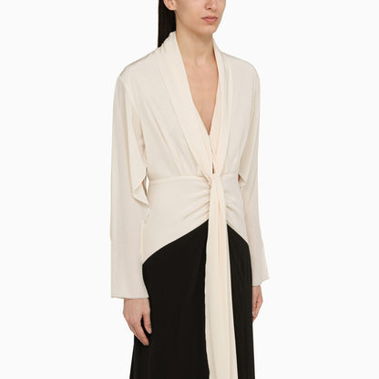 Victoria Beckham Vanilla/Black Silk Dress