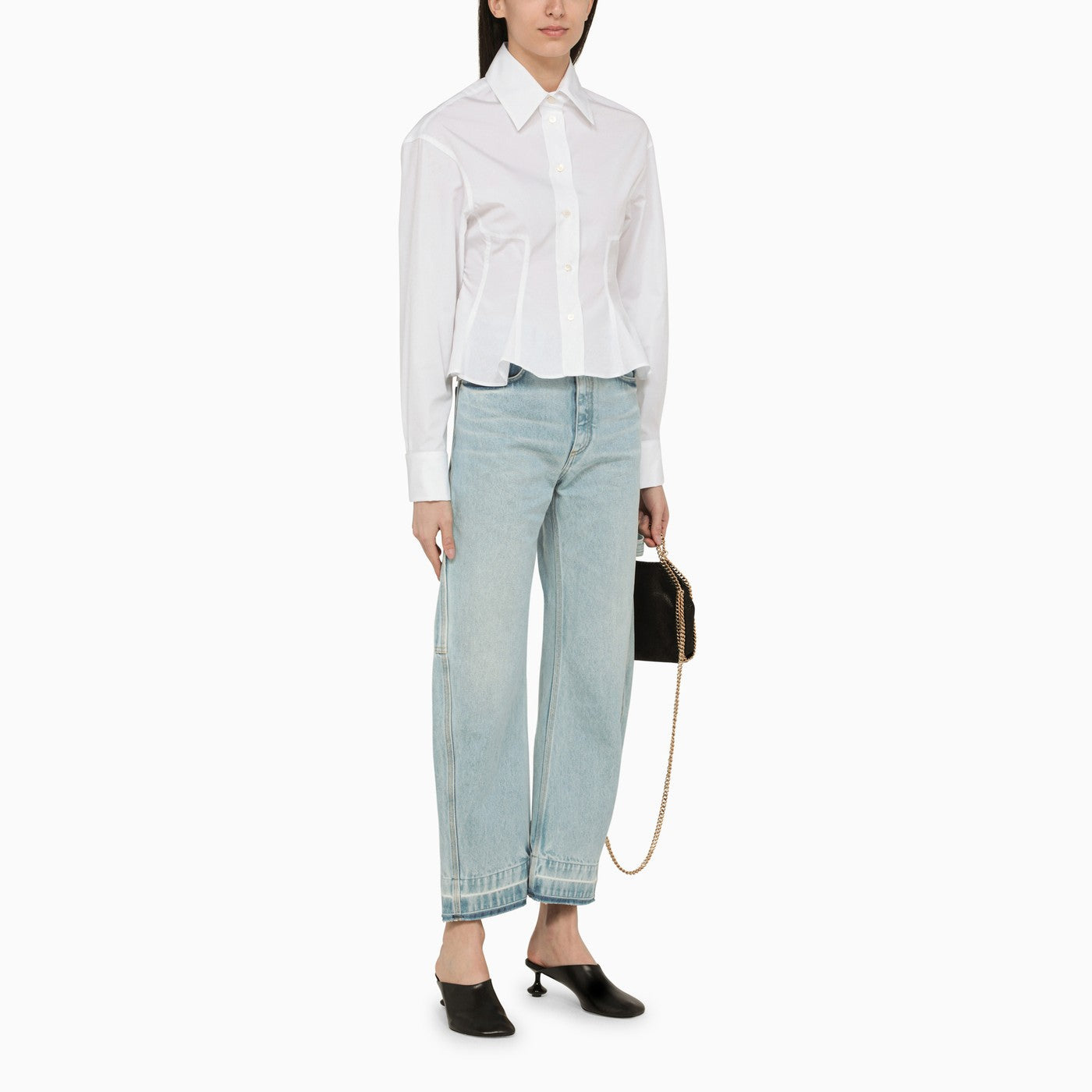 Stella Mc Cartney White Poplin Shirt With Ruffles