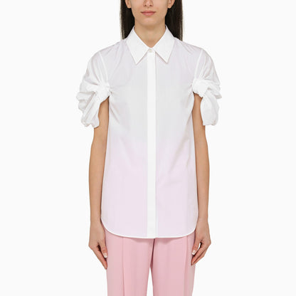 Alexander Mc Queen Short Sleeved Cotton White Shirt With Detailing