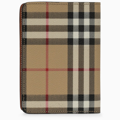 Burberry Beige Card Case With Vintage Check Pattern In Coated Canvas