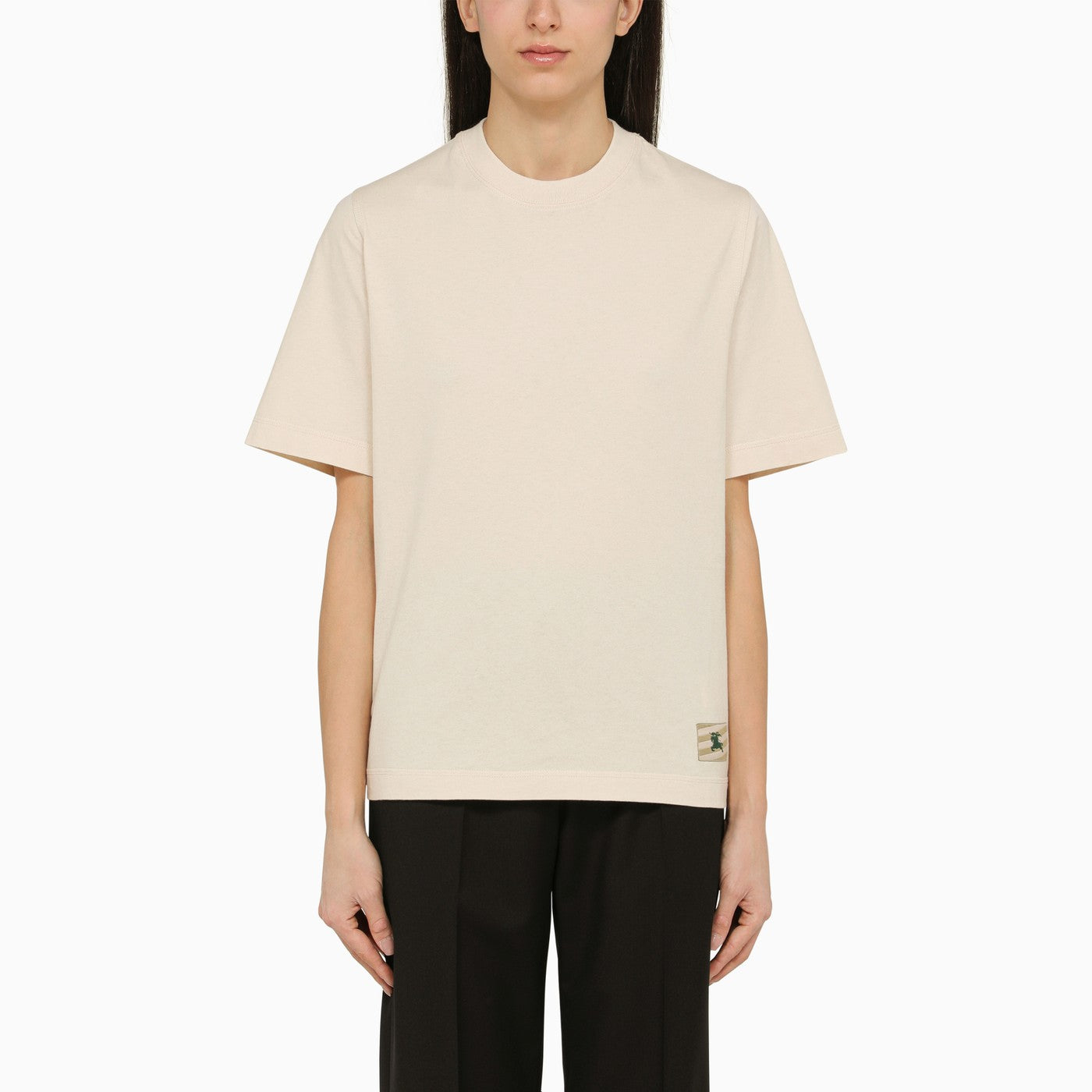 Burberry Beige Crew Neck T Shirt With Logo