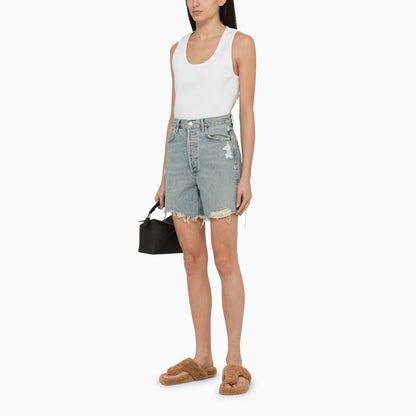 Agolde Light Blue Bermuda Shorts In Organic Cotton