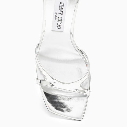 Jimmy Choo Ixia 95 Metallic Silver Leather Sandal