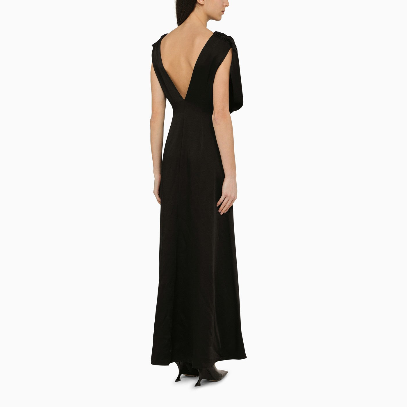 Jil Sander Long Dress With Black Ruffles