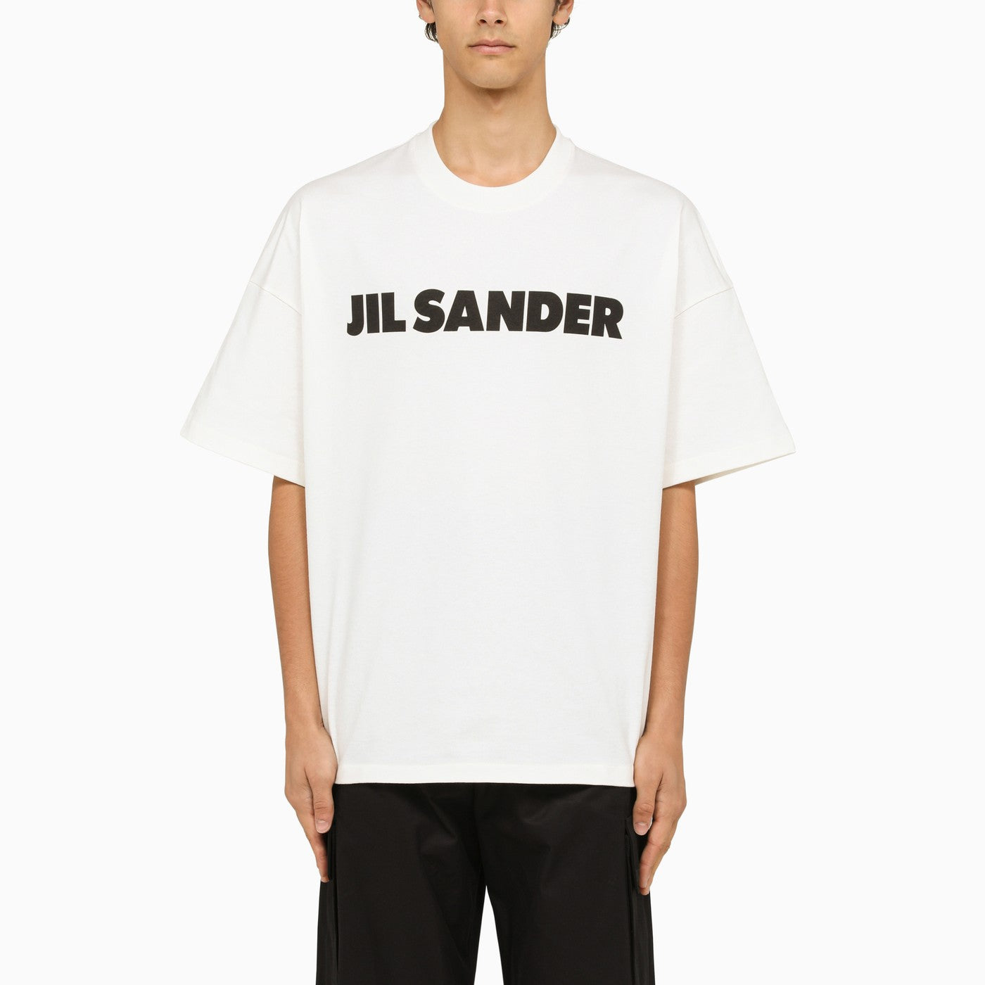 Jil Sander White Wide T Shirt With Logo