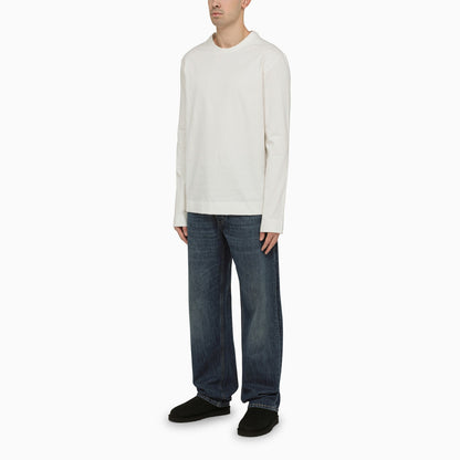 Jil Sander White Cotton Crew Neck Sweater