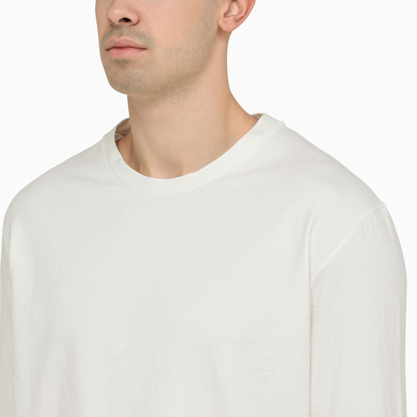 Jil Sander White Cotton Crew Neck Sweater