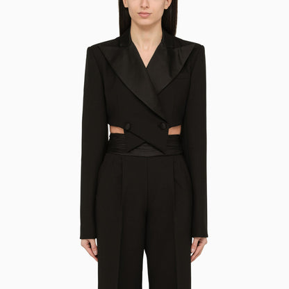 La Quan Smith Black Double Breasted Cropped Jacket