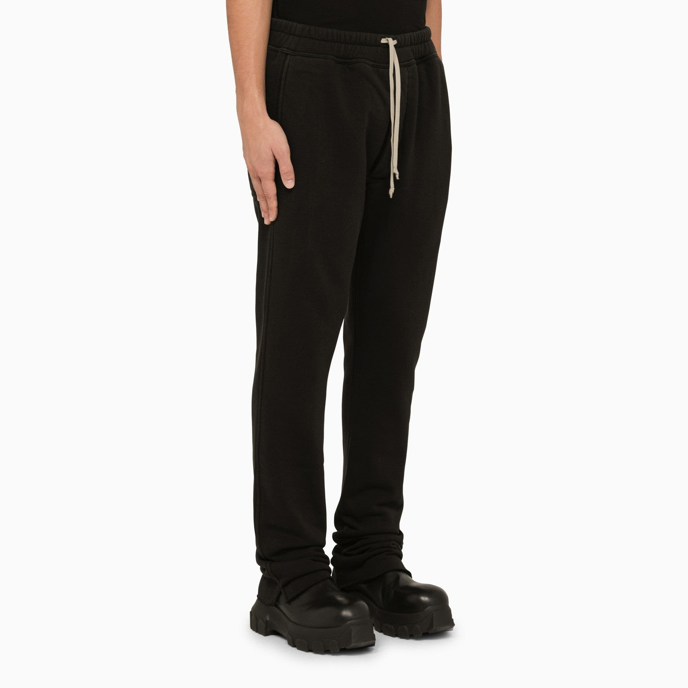 Rick Owens Black Cotton Berlin Pants With Logo