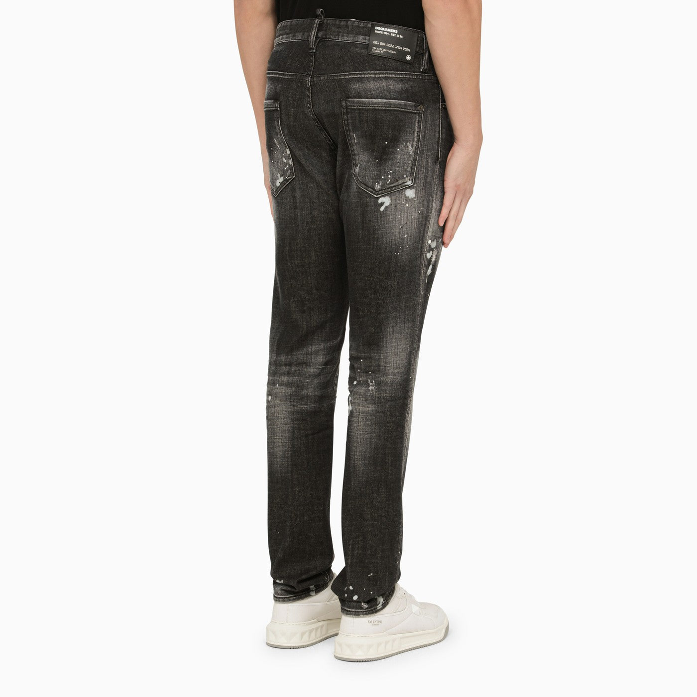 Dsquared2 Black Washed Denim Regular Jeans With Wear