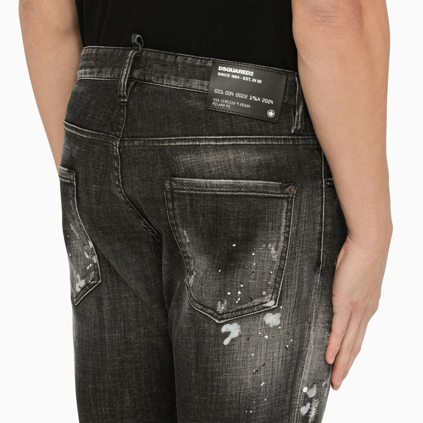 Dsquared2 Black Washed Denim Regular Jeans With Wear