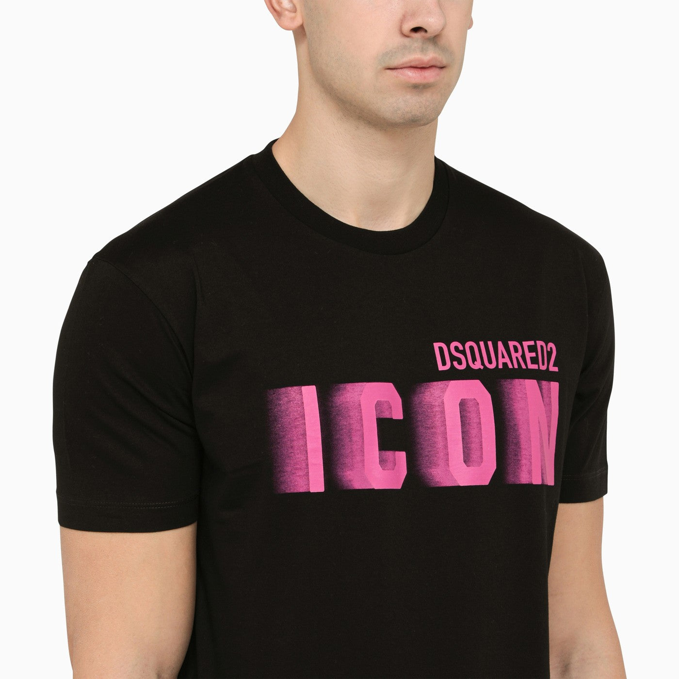 Dsquared2 Black Crew Neck T Shirt With Pink Icon Print