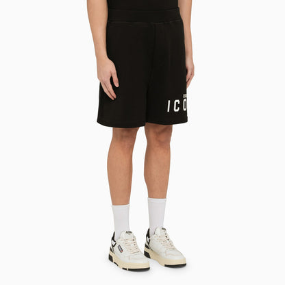 Dsquared2 Black Bermuda Shorts With Icon Print