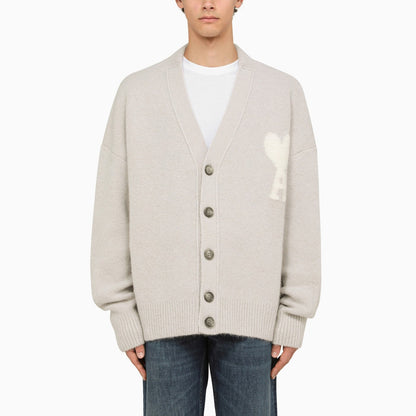 Ami Paris Ami De Coeur Pearl Grey Cardigan