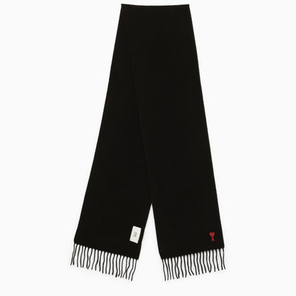 Ami Paris Black Virgin Wool Scarf Ami De Coeur