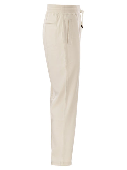 Brunello Cucinelli Techno Cotton Fleece Trousers With Crête