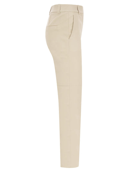 Brunello Cucinelli Stretch Nappa Leather Cigarette Trousers