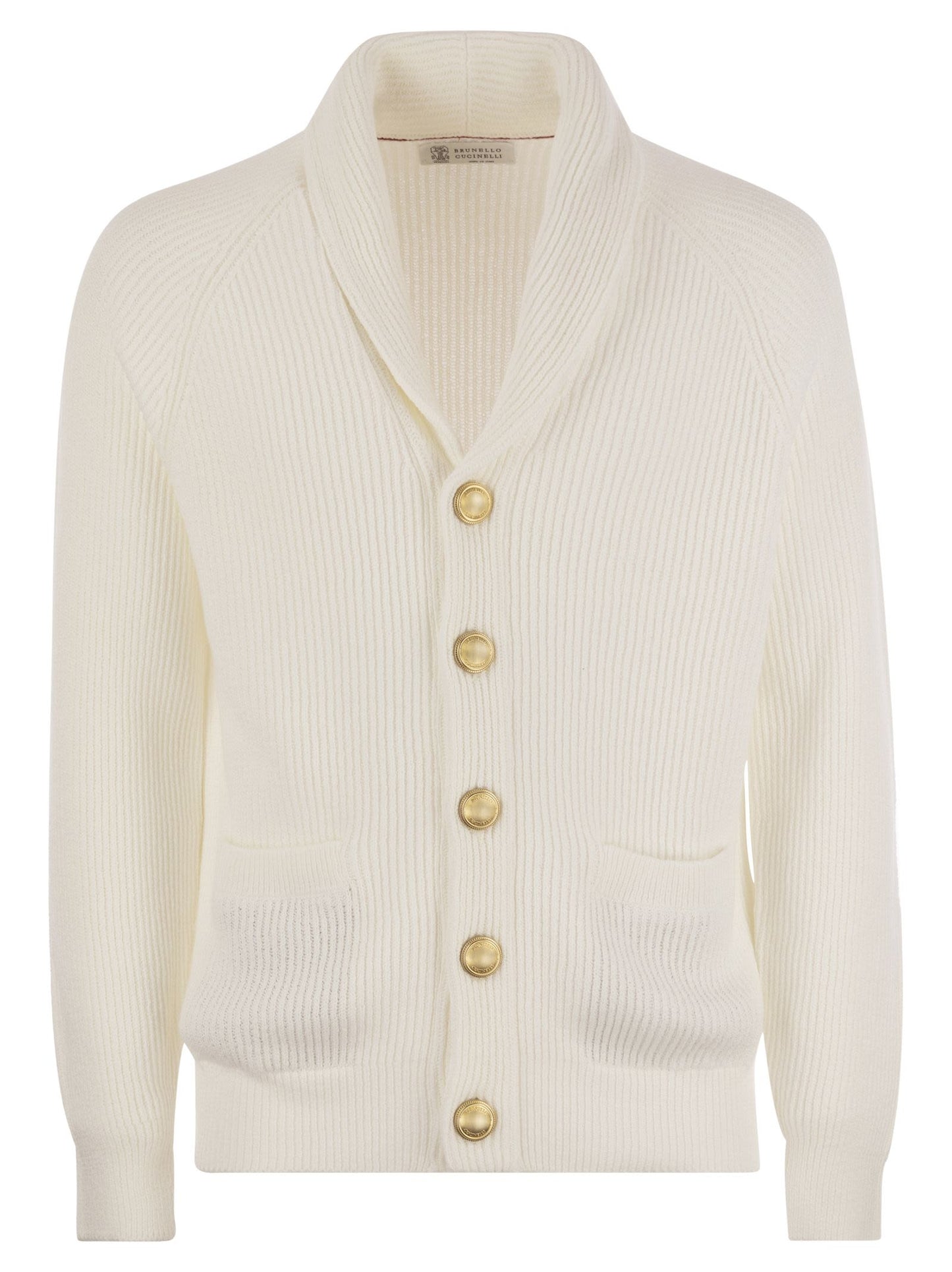 Brunello Cucinelli Pure Cotton Ribbed Cardigan With Metal Button Fastening